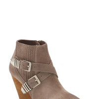 Jeffrey Campbell Texan Buckle Bootie, Size 5 in Taupe Suede at Nordstrom